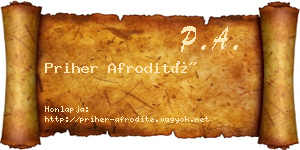 Priher Afrodité névjegykártya